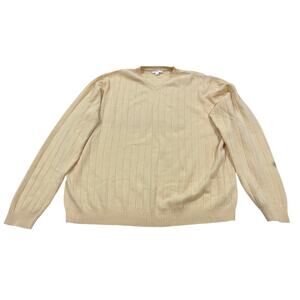 APT 9 Mens XL Yellow V-Neck Sweater Vertical Rib Knit Pullover